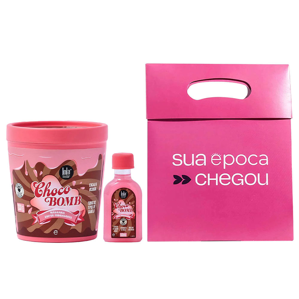 Kit de Natal Lola Cosmetics Chocobomb – Máscara + Óleo Capilar + Sacola Presenteável